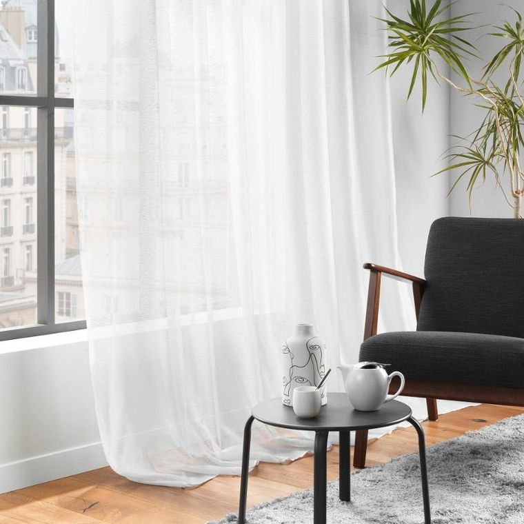 Douceur d'intérieur, firanka gotowa z gładkiego woalu, Lissea, biała