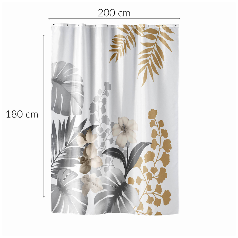 Douceur D'intérieur, Kelly, zasłona prysznicowa z wzorem kwiatów, 180-200 cm