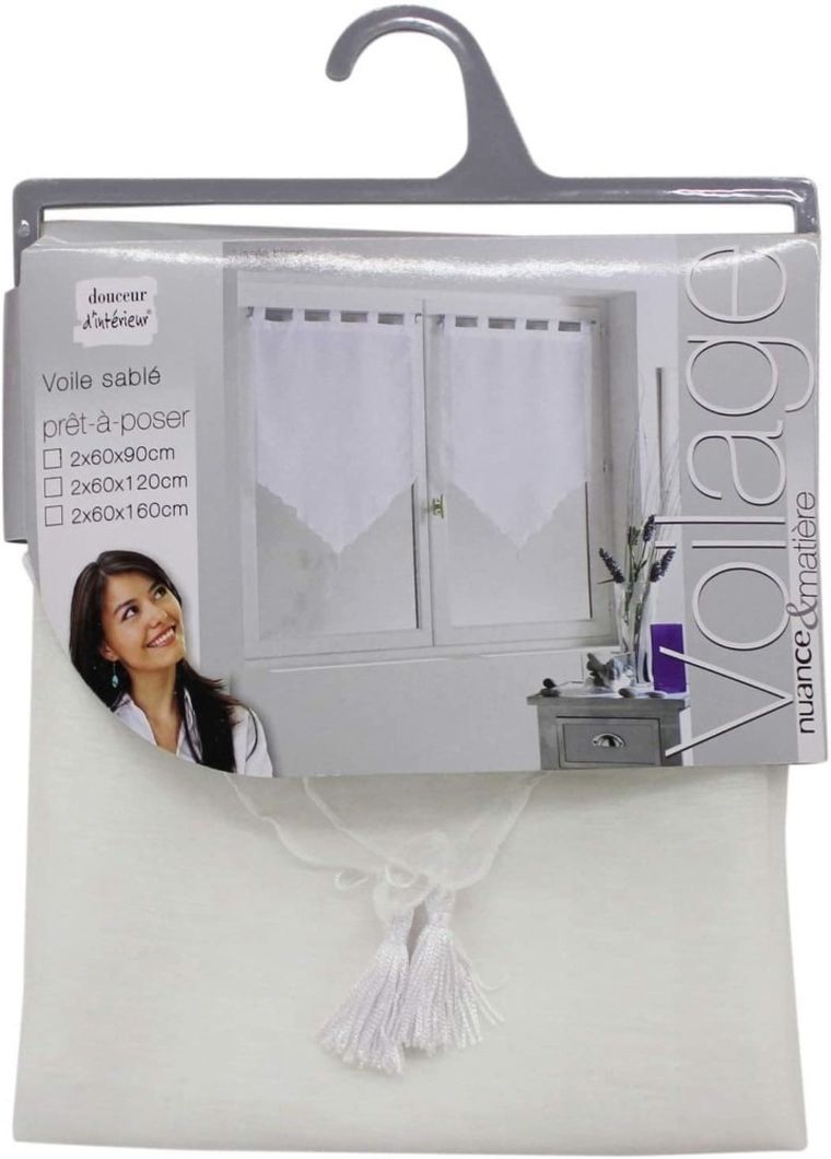 Douceur d'intérieur, krótka firana do kuchni, Lisea, 60-120 cm, biała, 2 szt.