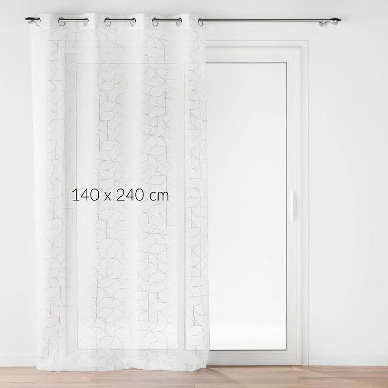 Douceur D'intérieur, Louxor, firana na przelotkach ze złotym nadrukiem, 140-240 cm