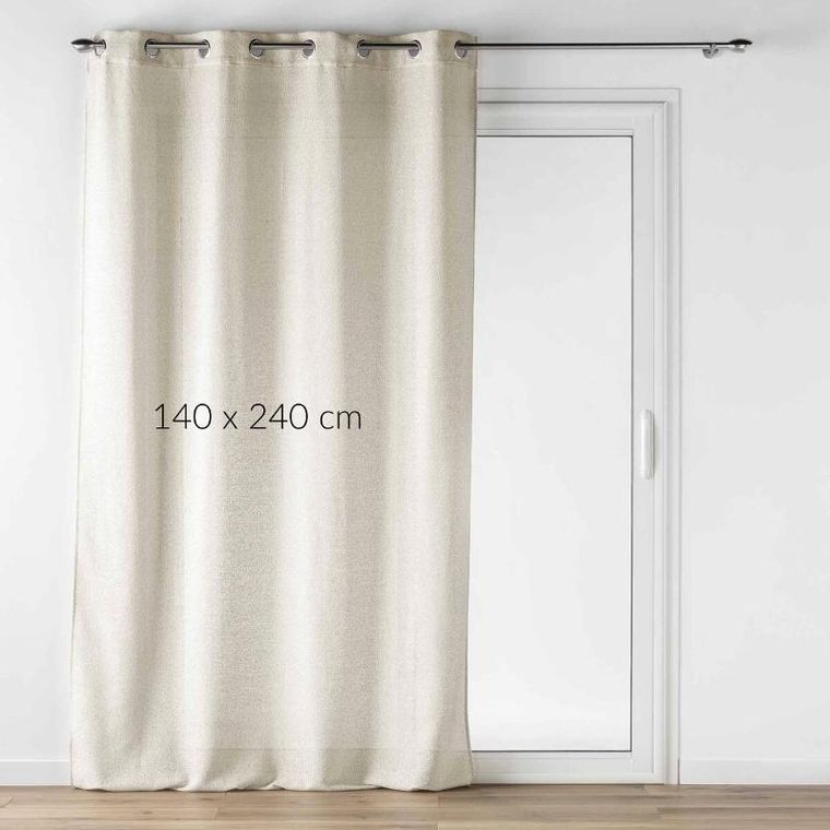 Douceur D'intérieur, Luoline, beżowa firanka na przelotkach z efektem lnu, 140-240 cm