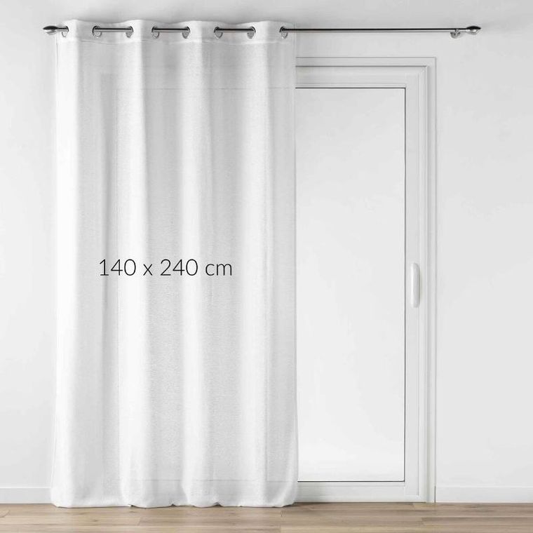 Douceur D'intérieur, Luoline, firanka na przelotkach z efektem lnu, biała, 140-240 cm