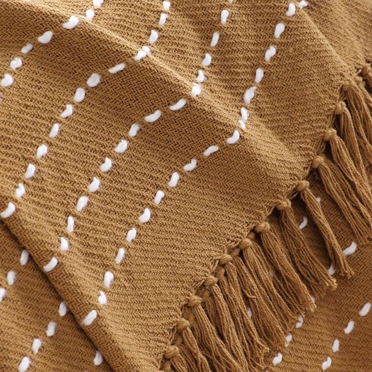 Douceur d'intérieur, narzuta z frędzlami, Cayenne, bawełniana, 125-150 cm