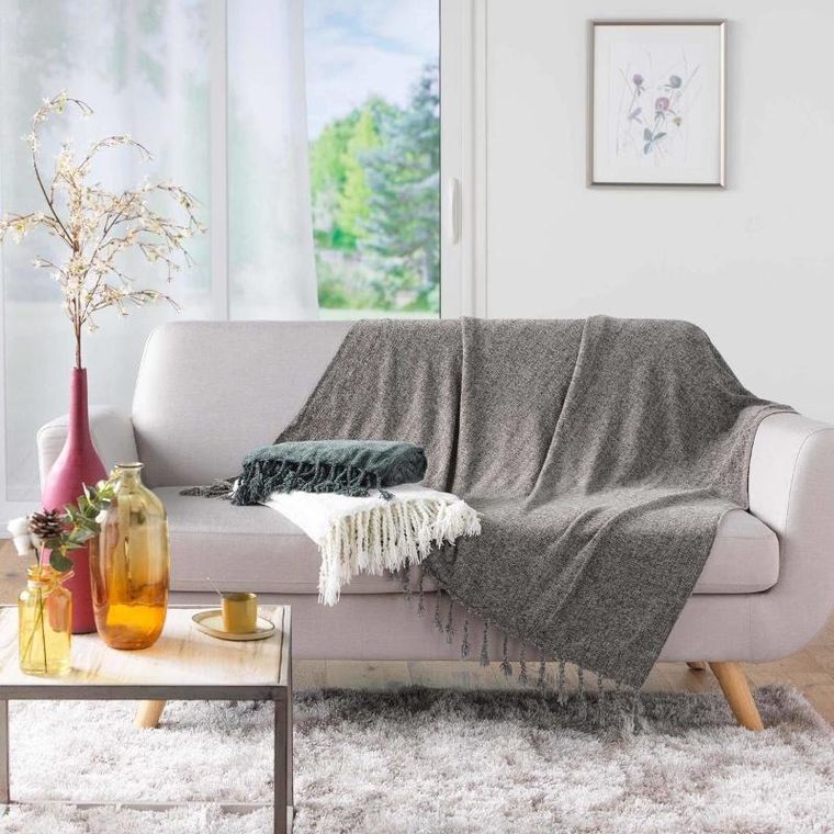 Douceur d'intérieur, narzuta z frędzlami, Melissa, 125-150 cm