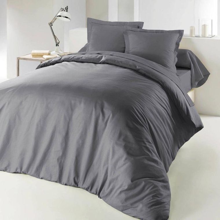 Douceur d'intérieur, nowoczesny komplet pościeli bawełnianej, Lina, gładki, 240-220 cm
