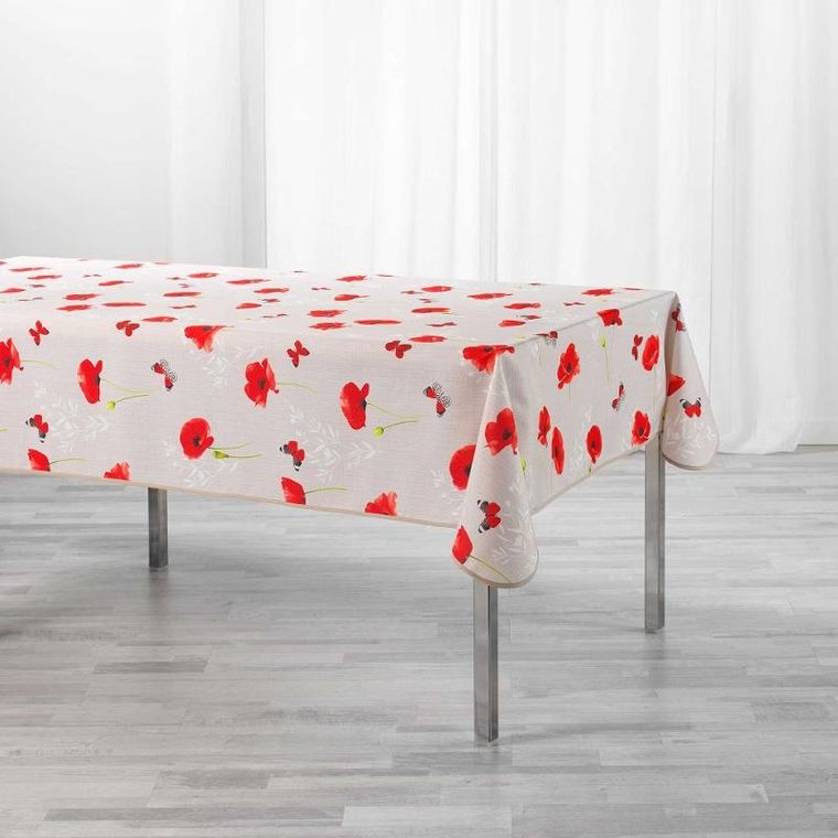 Douceur d'intérieur, obrus na stół prostokątny, Sweet Poppy, w maki, 150-240 cm