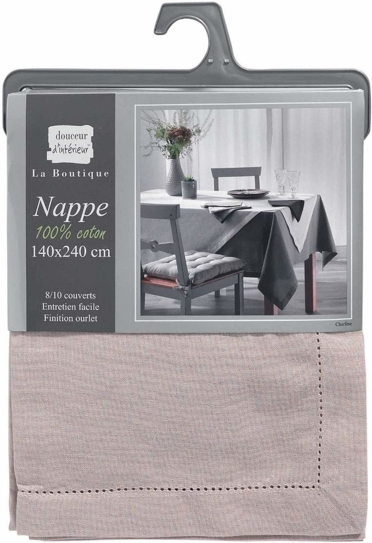 Douceur d'intérieur, obrus prostokątny na stół, Charline, 140-240 cm, lniany