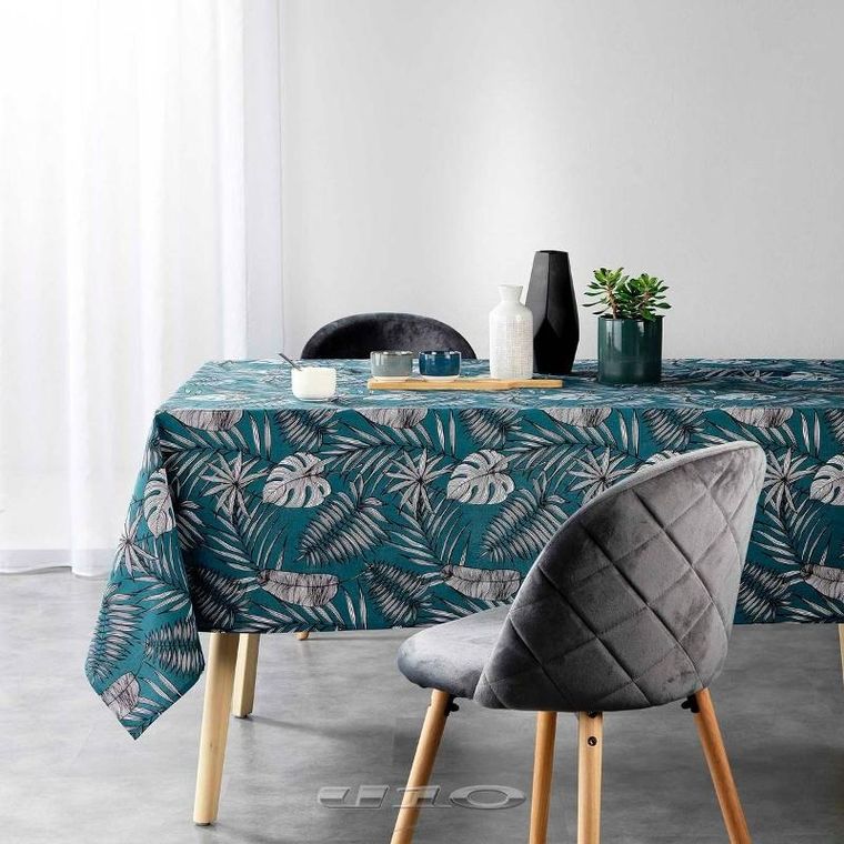 Douceur d'intérieur, obrus prostokątny z motywem liści egzotycznych, 140-240 cm