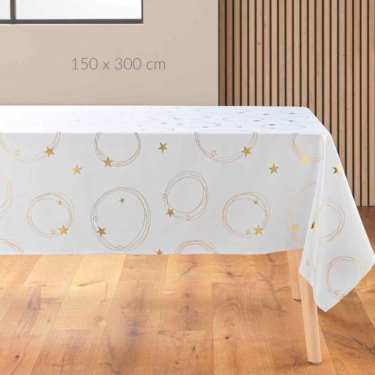 Douceur D'intérieur, obrus prostokątny ze złotym motywem gwiazd