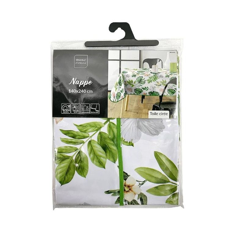 Douceur d'intérieur, obrus w roślinny wzór, Baleares, 140-240 cm, tworzywo sztuczne