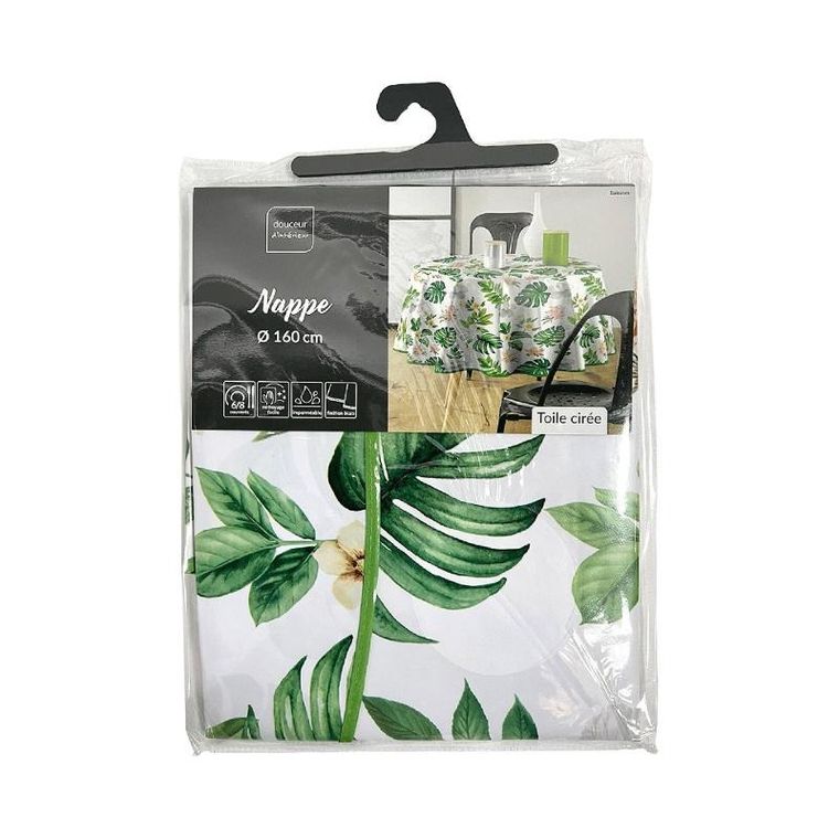 Douceur d'intérieur, okrągły obrus w roślinny wzór, Baleares, Ø 160 cm, tworzywo sztuczne