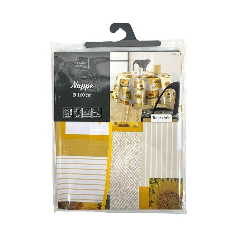 Douceur d'intérieur, okrągły obrus w słoneczniki,, Sunflower, Ø 160 cm, tworzywo sztuczne
