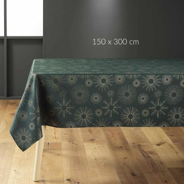 Douceur D'intérieur, Pampille, obrus ze złotym wzorem, zielony