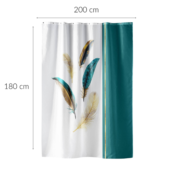Douceur D'intérieur, Plumiss, zasłona prysznicowa ze złotym zdobieniem, 180-200 cm