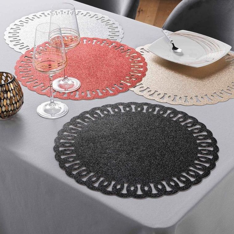 Douceur d'intérieur, podkładka na stół, Guirlande, brokatowa, Ø 38 cm