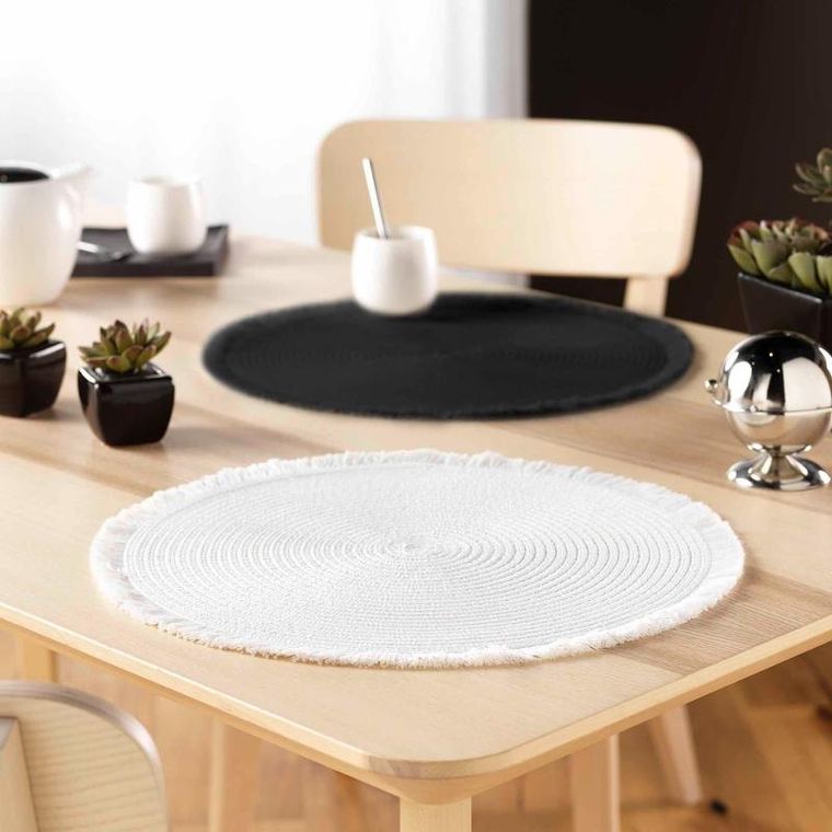 Douceur d'intérieur, podkładka pod talerz z frędzlami, Falbala, Ø 38 cm