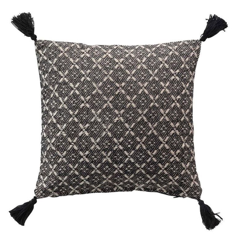 Douceur d'intérieur, poduszka dekoracyjna do salonu, Janna, z frędzlami, bawełniana, 40-40 cm