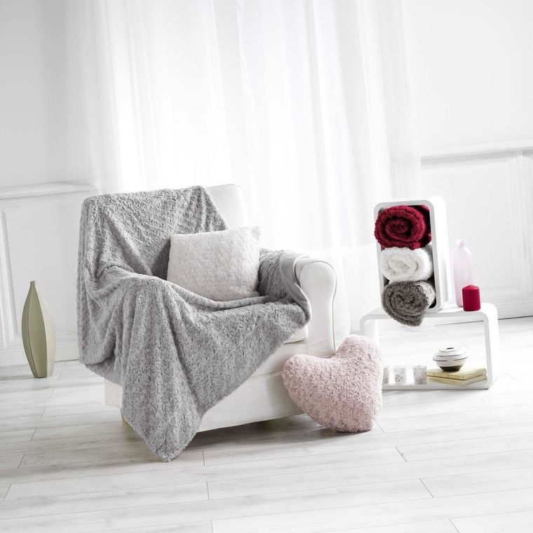 Douceur d'intérieur, poduszka dekoracyjna, Himalaya, 40-40 cm, biała