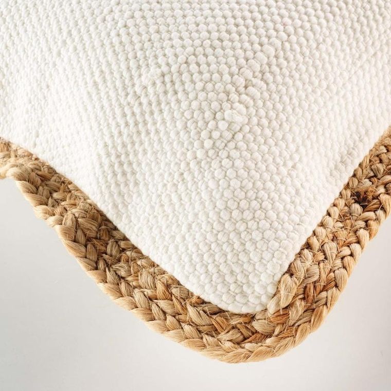 Douceur d'intérieur, poduszka dekoracyjna z jutową lamówką, 45-45 cm