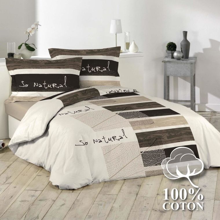Douceur d'intérieur, pościel bawełniana, natural, 200-200 cm