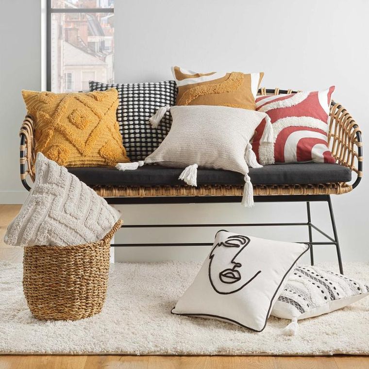 Douceur d'intérieur, poszewka dekoracyjna boho, Ines, bawełniana, frędzle, 40-40 cm