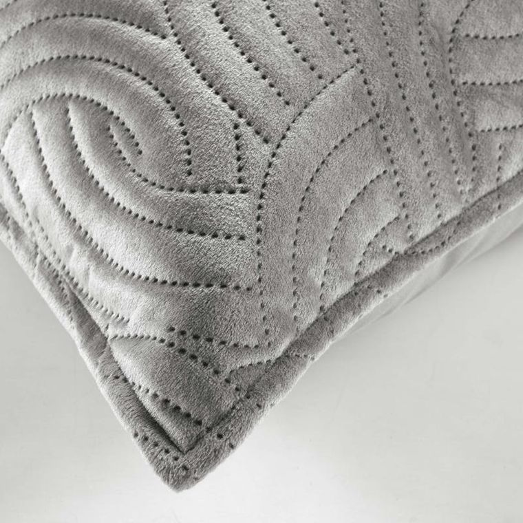 Douceur d'intérieur, poszewka dekoracyjna do salonu, Solange, tłoczony wzór, srebrna