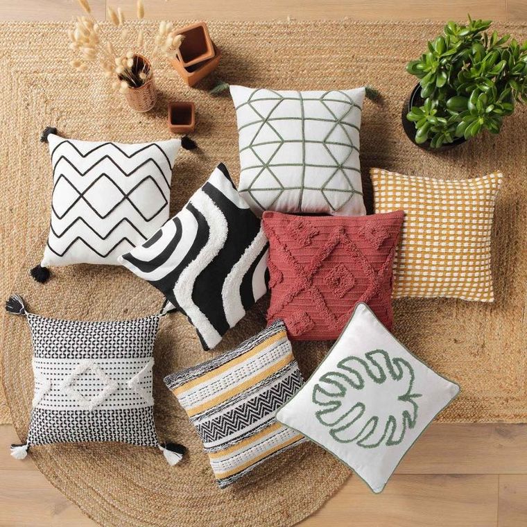 Douceur d'intérieur, poszewka dekoracyjna, Mirade, abstrakcyjny wzór, tuftowana bawełna, 40-40 cm