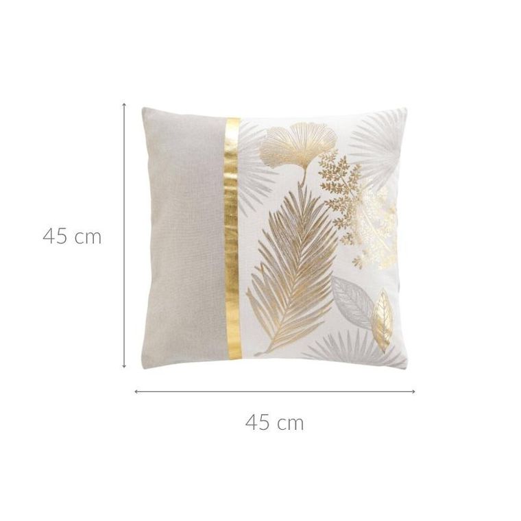 Douceur D'intérieur, poszewka na poduszkę, złote liście, beżowa, 45-45 cm