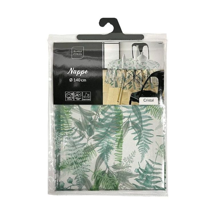 Douceur d'intérieur, przezroczysty obrus z PCV z roślinnym wzorem, Aurea, Ø 140 cm
