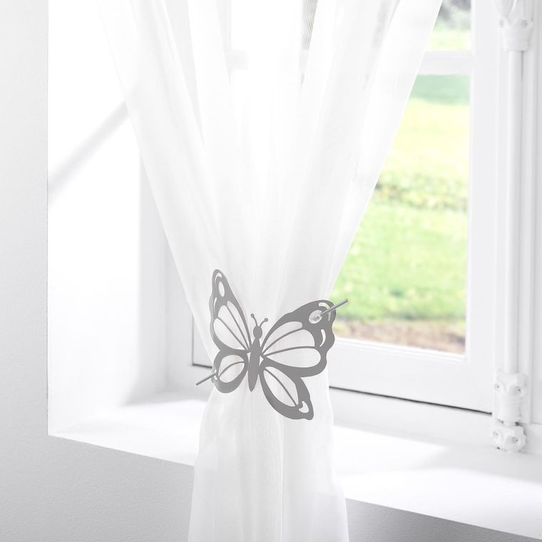 Douceur d'intérieur, spinka do zasłony, szara, motyl, 1 szt.