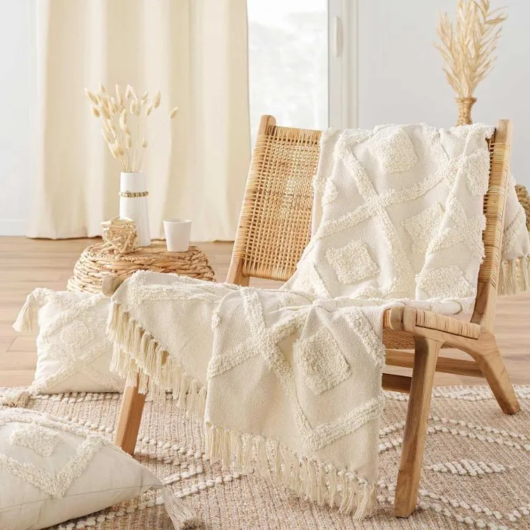 Douceur d'intérieur, tuftowana narzuta z frędzlami, 125-150 cm, Inca