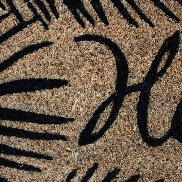 Douceur d'intérieur, wycieraczka z włókna kokosowego z nadrukiem, Hello, 40-60 cm