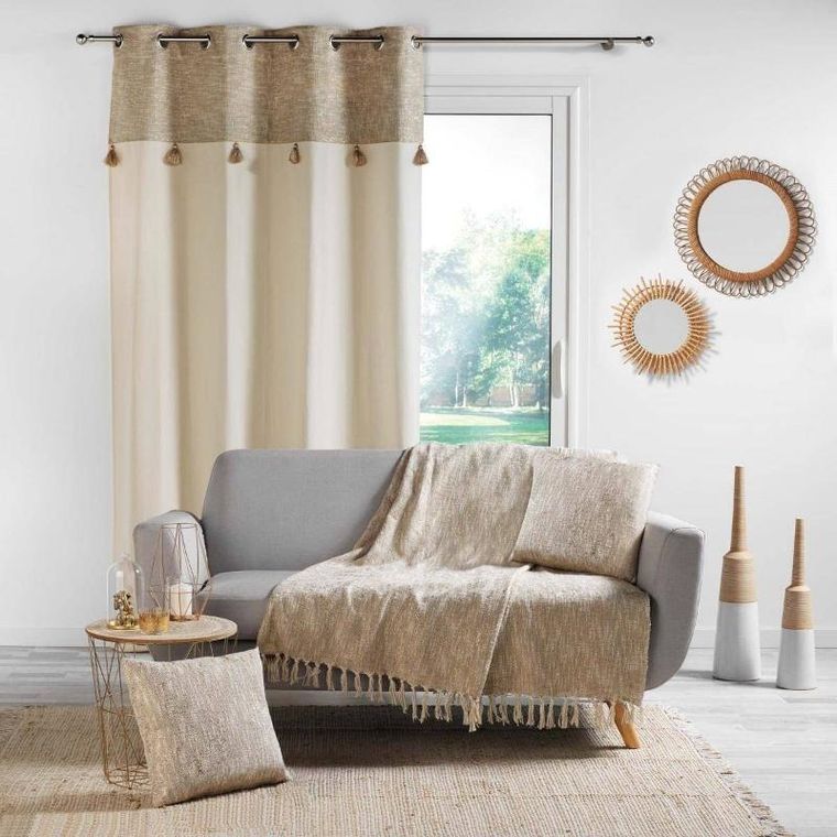 Douceur d'intérieur, zasłona boho, na przelotkach, z frędzlami, 140-240 cm