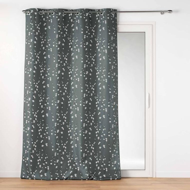 Douceur d'intérieur, zasłona grafitowa, Sakura, na przelotkach, wzór roślinny