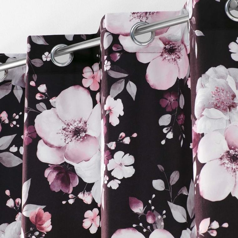 Douceur d'intérieur, zasłona na przelotkach, welurowa, w duże kwiaty, 140-240 cm, 1 szt.