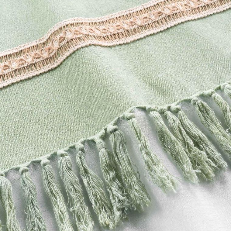 Douceur d'intérieur, zasłona na przelotkach z jutowym dekorem i frędzlami, Janara, 140-240 cm