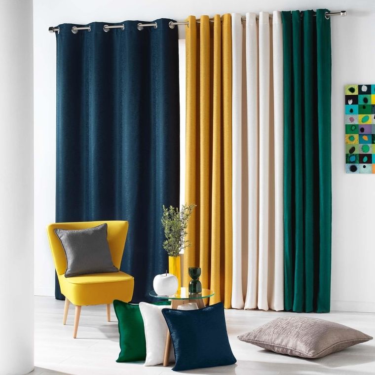 Douceur d'intérieur, zasłona na przelotkach, żakardowa 140-260 cm, Raid, zielona