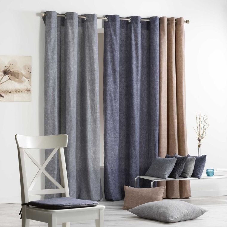 Douceur d'intérieur, zasłona z efektem lnu, Memphis, 140-240 cm, granatowa