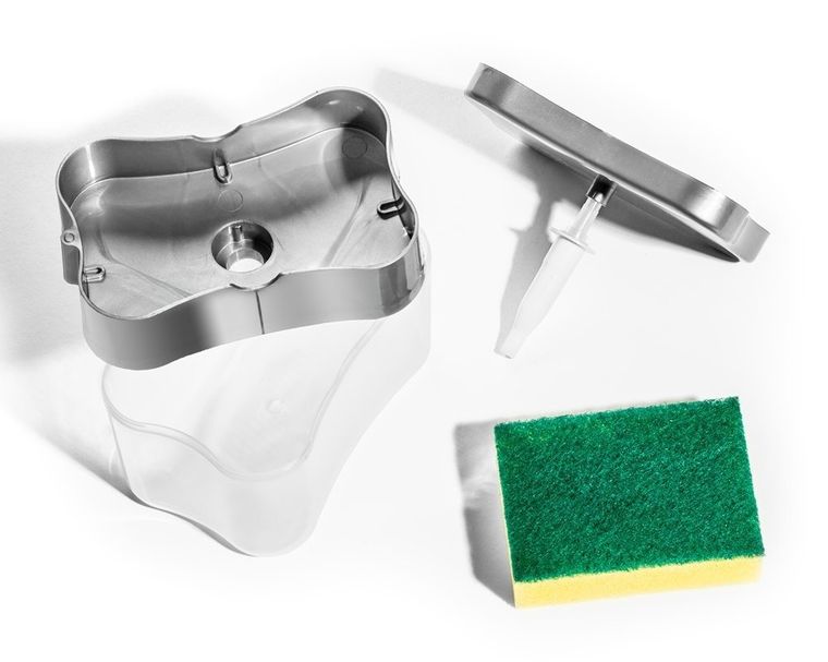 Dozownik płynu do naczyń z gąbką, przeźroczysty