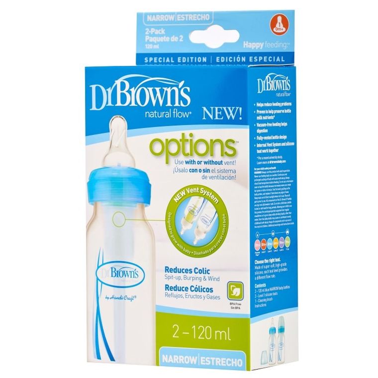 Dr. Brown's, Options Standard, butelka, 120 ml, niebieska, dwupak