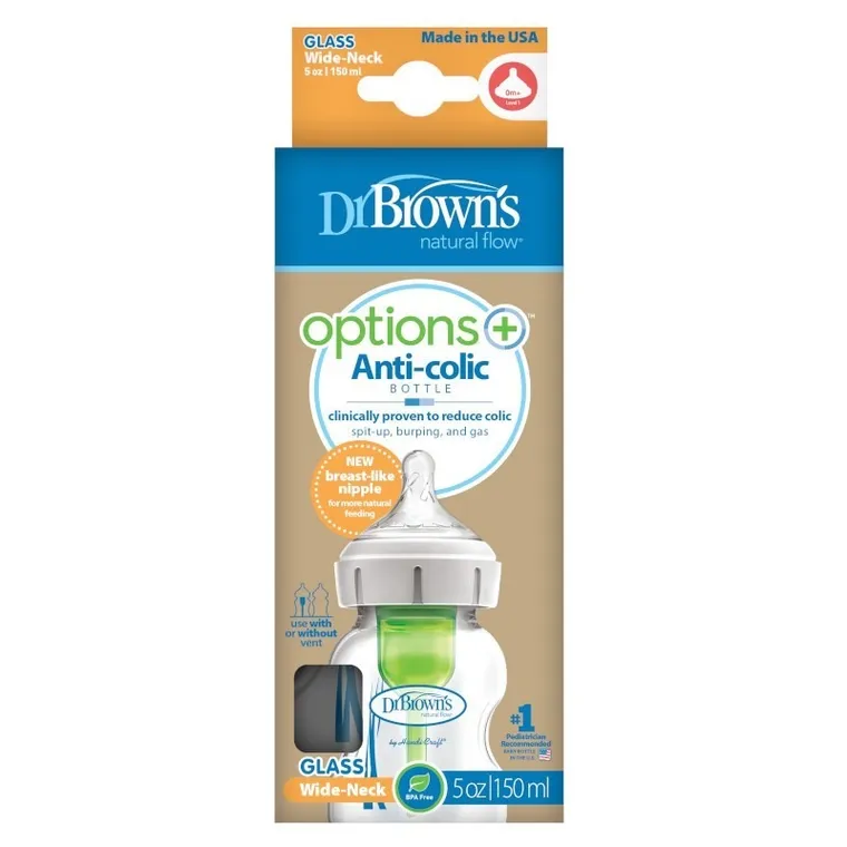 Dr Brown's, Options, szklana butelka, szeroka szyjka, 150 ml