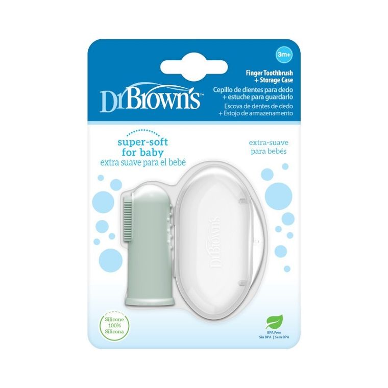 Dr Brown's, szczoteczka silikonowa do czyszczenia zębów z pudełkiem, zielona