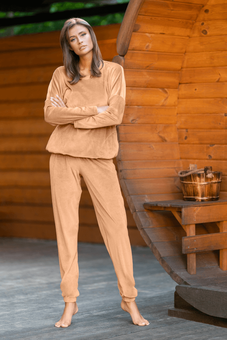 Dres damski, welurowy, beżowy, Juga, Italian Fashion