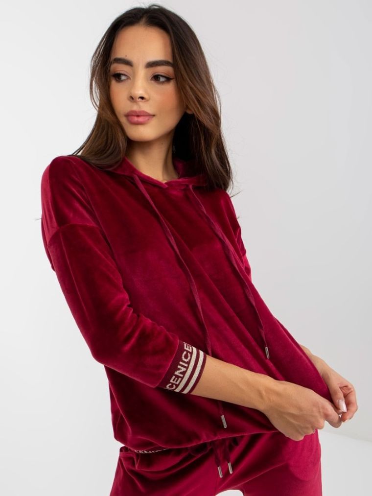 Dres damski, welurowy, bordowy, Relevance