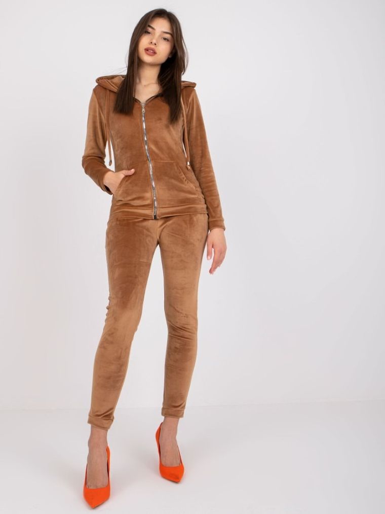 Dres damski, welurowy, brązowy, Relevance