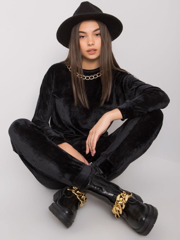 Dres damski, welurowy, czarny, Lakerta