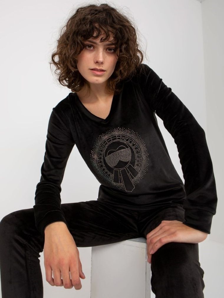 Dres damski, welurowy, czarny, Relevance