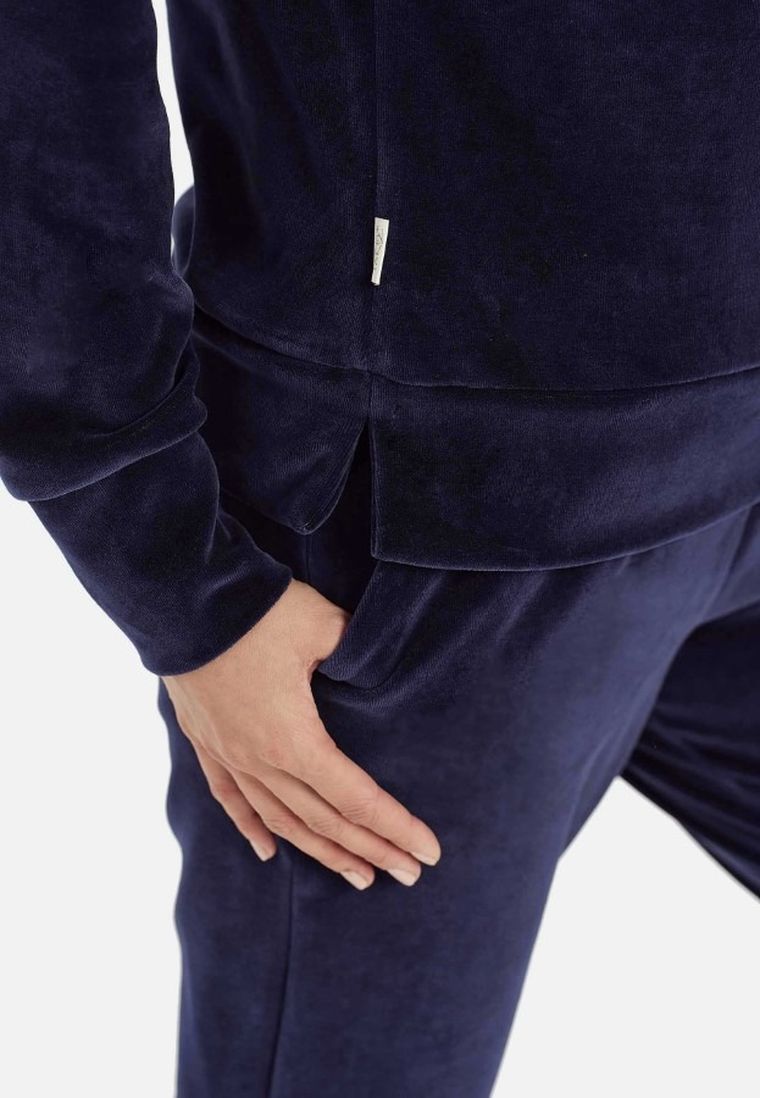 Dres damski, welurowy, granatowy, Taro