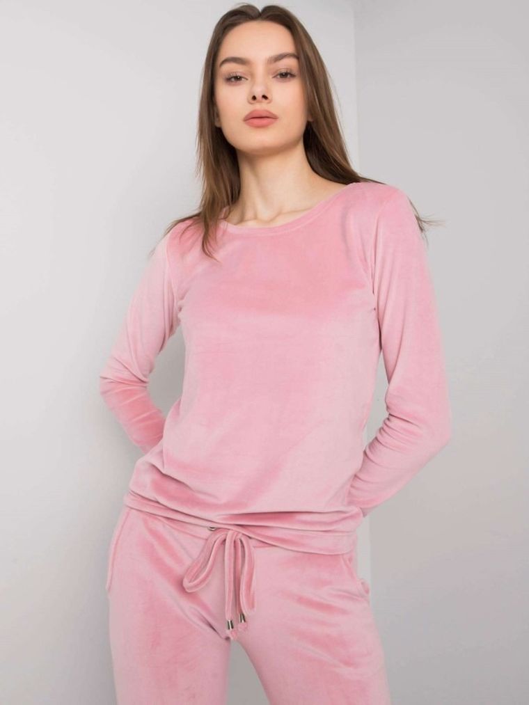 Dres damski, welurowy, różowy, Rue Paris