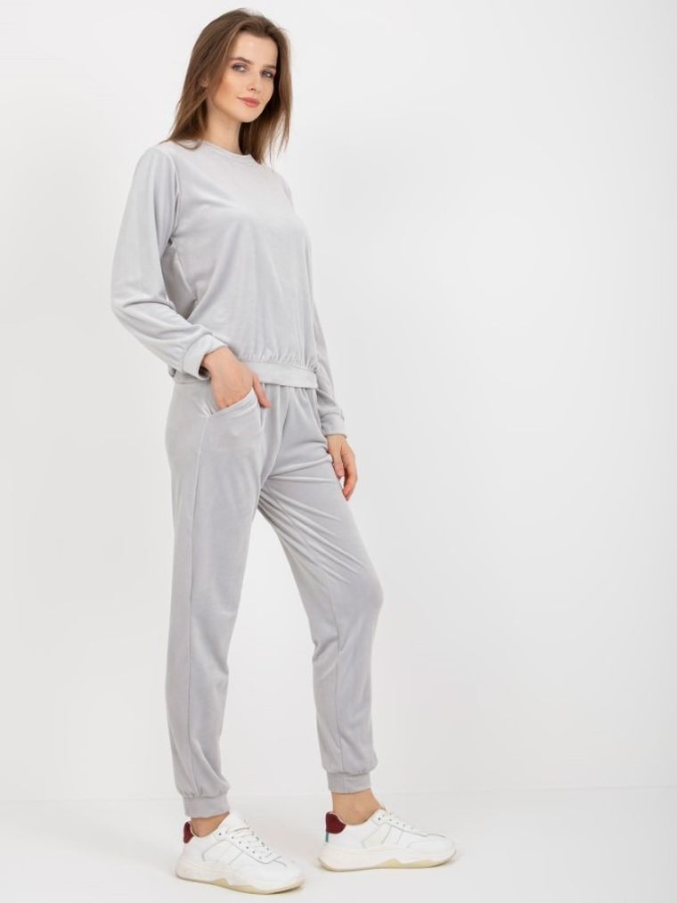 Dres damski, welurowy, szary, Rue Paris